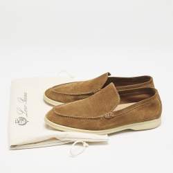 Loro Piana Brown Suede Summer Charms Walk Loafers Size 39