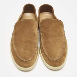 Loro Piana Brown Suede Summer Charms Walk Loafers Size 39