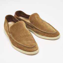 Loro Piana Brown Suede Summer Charms Walk Loafers Size 39