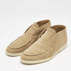 Loro Piana Brown Suede Open Walk Ankle Length Boots Size 39.5