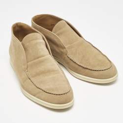 Loro Piana Brown Suede Open Walk Ankle Length Boots Size 39.5