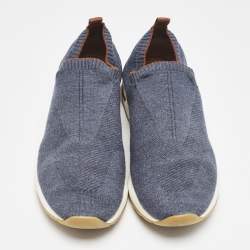 Pre Owned Loro Piana Navy Blue Stretch Knit 360 LP Flexy Walk Slip On Sneakers Size 43