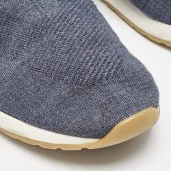 Pre Owned Loro Piana Navy Blue Stretch Knit 360 LP Flexy Walk Slip On Sneakers Size 43