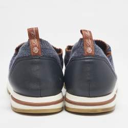 Pre Owned Loro Piana Navy Blue Stretch Knit 360 LP Flexy Walk Slip On Sneakers Size 43