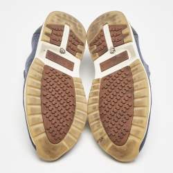 Pre Owned Loro Piana Navy Blue Stretch Knit 360 LP Flexy Walk Slip On Sneakers Size 43