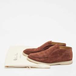 Pre Owned Loro Piana Brown Suede Open Walk Ankle Length Boots Size 39.5