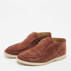 Pre Owned Loro Piana Brown Suede Open Walk Ankle Length Boots Size 39.5