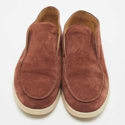 Pre Owned Loro Piana Brown Suede Open Walk Ankle Length Boots Size 39.5