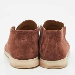 Pre Owned Loro Piana Brown Suede Open Walk Ankle Length Boots Size 39.5