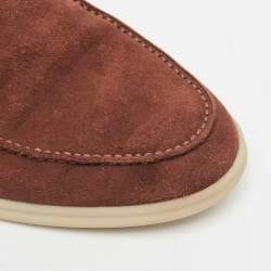 Pre Owned Loro Piana Brown Suede Open Walk Ankle Length Boots Size 39.5