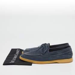 Pre Owned Loro Piana Blue Suede Sea Sail Loafers Size 45.5