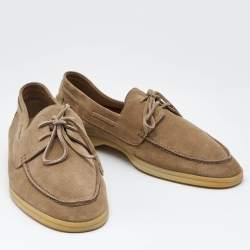 Loro Piana Beige Suede Sea Sail Walk Loafers Size 45