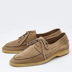Loro Piana Beige Suede Sea Sail Walk Loafers Size 45
