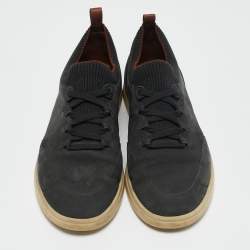 Loro Piana Green Fabric and Nubuck Leather 360 Flexy Walker Lace Up Sneakers Size 42