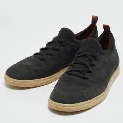 Loro Piana Green Fabric and Nubuck Leather 360 Flexy Walker Lace Up Sneakers Size 42