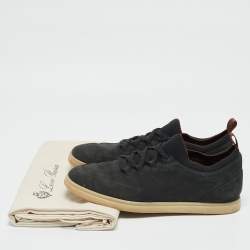 Loro Piana Green Fabric and Nubuck Leather 360 Flexy Walker Lace Up Sneakers Size 42