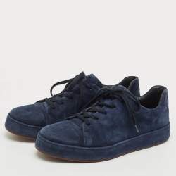 Loro Piana Navy Blue Suede 360 Flexy Walker Lace Up Sneakers Size 42