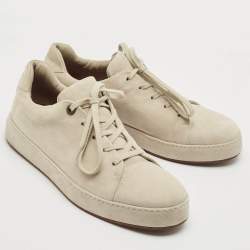 Loro Piana Grey Suede Nuages Lace Up Sneakers Size 42