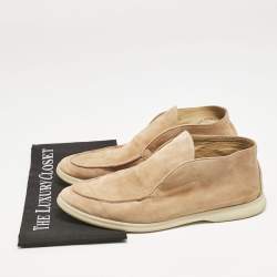 Loro Piana Beige Suede Open Walk Ankle Boots Size 43
