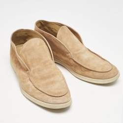 Loro Piana Beige Suede Open Walk Ankle Boots Size 43