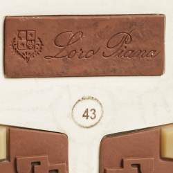 Pre Owned Loro Piana Grey/Cream Knit Fabric and Leather 360 Flexy Walker Slip On Sneakers Size 43