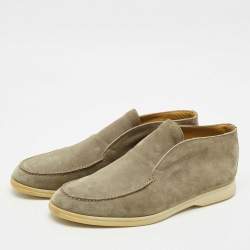 Loro Piana Green Suede Open Walk Ankle Boots Size 43