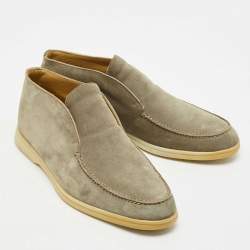 Loro Piana Green Suede Open Walk Ankle Boots Size 43