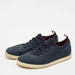 Loro Piana Blue Nubuck Leather Soho Walk Low Top Sneakers Size 42