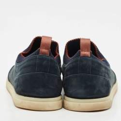Loro Piana Blue Nubuck Leather Soho Walk Low Top Sneakers Size 42