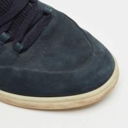 Loro Piana Blue Nubuck Leather Soho Walk Low Top Sneakers Size 42