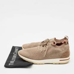 Loro Piana Beige Fabric 360 LP Flexy Walk Low Top Sneakers Size 40