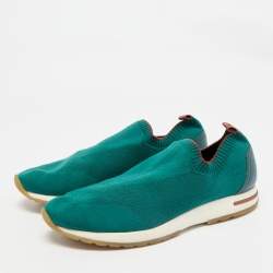Pre Owned Loro Piana Green Knit Fabric 360 LP Flexy Walk Sneakers Size 43