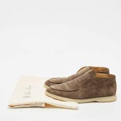 Loro Piana Brown Suede Open Walk Ankle Length Boots Size 40
