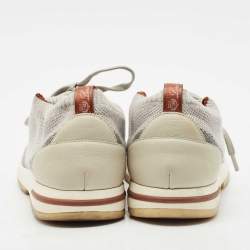 Loro Piana Grey Knit Fabric and Leather 360 Flexy Walker Slip On Sneakers Size 40