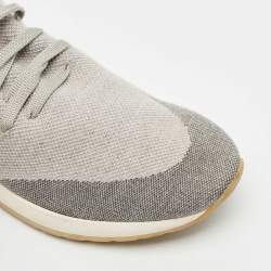 Loro Piana Grey Knit Fabric and Leather 360 Flexy Walker Slip On Sneakers Size 40