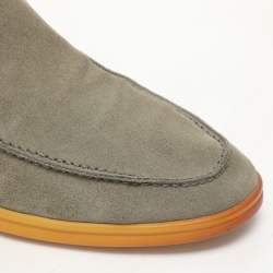 Loro Piana Olive Suede Summer Walk Slip On Loafers