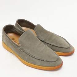Loro Piana Olive Suede Summer Walk Slip On Loafers