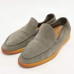 Loro Piana Olive Suede Summer Walk Slip On Loafers