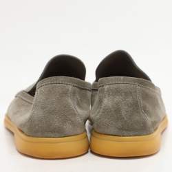 Loro Piana Olive Suede Summer Walk Slip On Loafers
