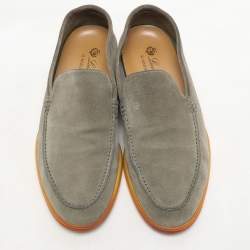 Loro Piana Olive Suede Summer Walk Slip On Loafers