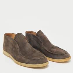 Loro Piana Brown Suede Open Walk Ankle Length Boots Size 42.5