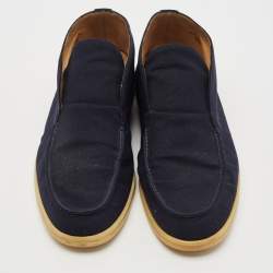 Loro Piana Navy Blue Fabric Open Walk Slip On Ankle Boots Size 42.5
