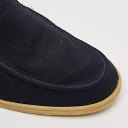 Loro Piana Navy Blue Fabric Open Walk Slip On Ankle Boots Size 42.5