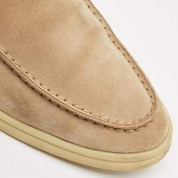 Loro Piana Brown Suede Summer Walk Slip On Loafers Size 40.5