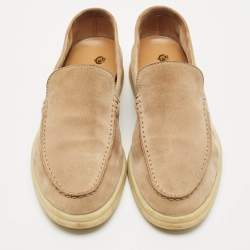 Loro Piana Brown Suede Summer Walk Slip On Loafers Size 40.5