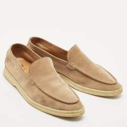 Loro Piana Brown Suede Summer Walk Slip On Loafers Size 40.5