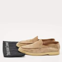 Loro Piana Brown Suede Summer Walk Slip On Loafers Size 40.5
