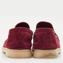 Pre Owned Loro Piana Burgundy Suede Summer Charms Walk Loafers Size 39.5