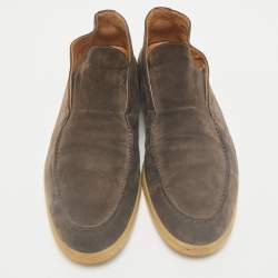 Loro Piana Brown Suede Open Walk Ankle Length Boots Size 42