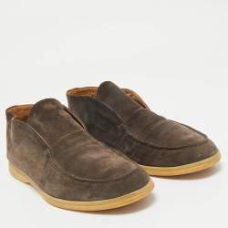 Loro Piana Brown Suede Open Walk Ankle Length Boots Size 42